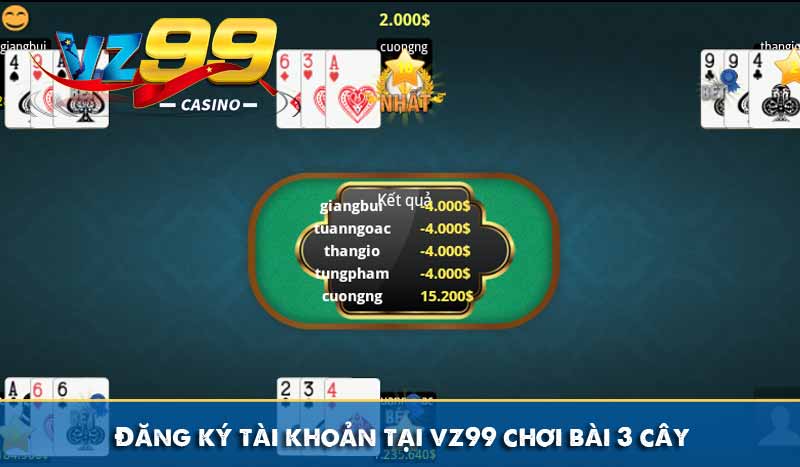 Bài 3 cây là gì? Kinh nghiệm đánh bài 3 cây luôn thắng 7 Đăng ký tài khoản tại vz99 chơi bài 3 cây